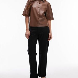 Topshop mid rise straight cropped jean with raw hems